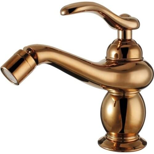Free shipping Rose GOLD PVD bathroom bidet faucet mixer tap Single hole