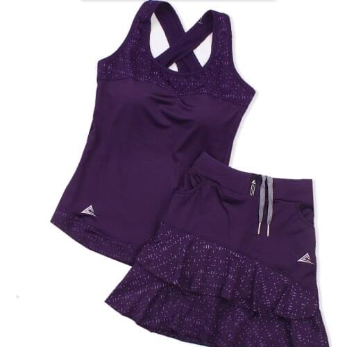 Girls Lotus leaf Tennis Skorts Built-in Safety Shorts, Womens Gym Sport Volleyball Vest Set Female Badminton Skorts With Pocket