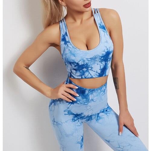 2021 New Tie dye Seamless Yoga Set Women Workout Sportswear Gym Clothing Fitness Crop Top High Waist Yoga Leggings Sports Suits