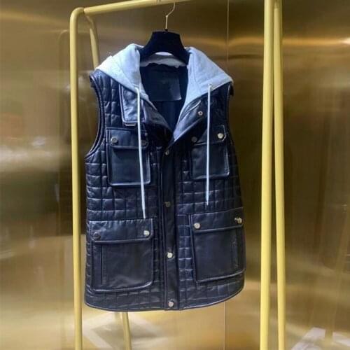 Women Vest Natural Genuine Leather 2021 New Fashion Autunm Winter Lady 100% Sheepskin Jackets Sleeveless H810