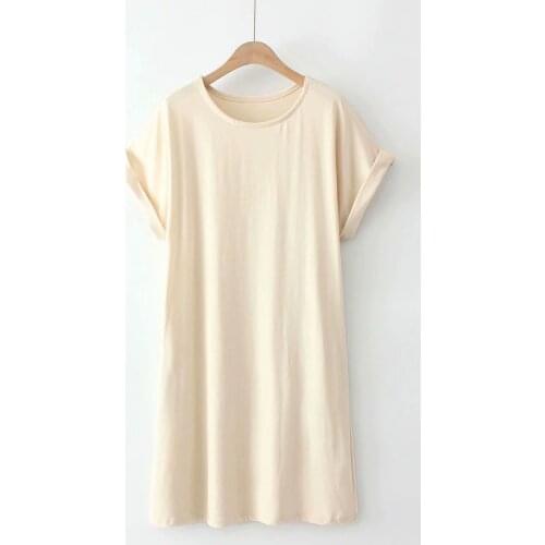 Plus size dress O-Neck drop-shoulder sleeve knitted summer dresses 2021 Beige light green black elegant casual womens dresses