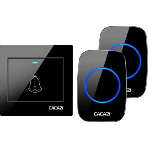 CACAZI Wireless Doorbell Waterproof 300M Remote Smart LED Light Home door ring Bell EU US UK Plug 36 Chime 1 Button 1 2 Receiver