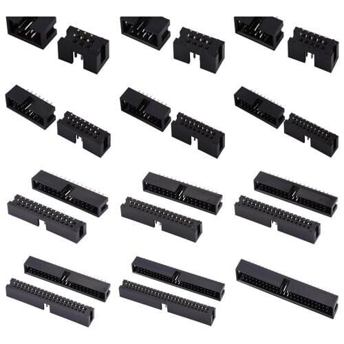 10PCS Pitch 2.54mm DC3 6/8/10/14/16/20/26/30/34/40/50 Pin 2x3/4/5/7/13Pin Straight Male Shrouded PCB IDC Socket Box Header JTAG