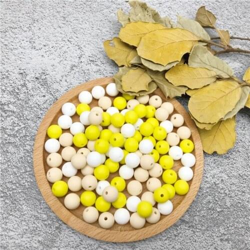 10pcs 12mm Yellow Series Beads Organic Rattle Crib Toy Baby Silicone Teething DIY Accessories Jewelry Beads