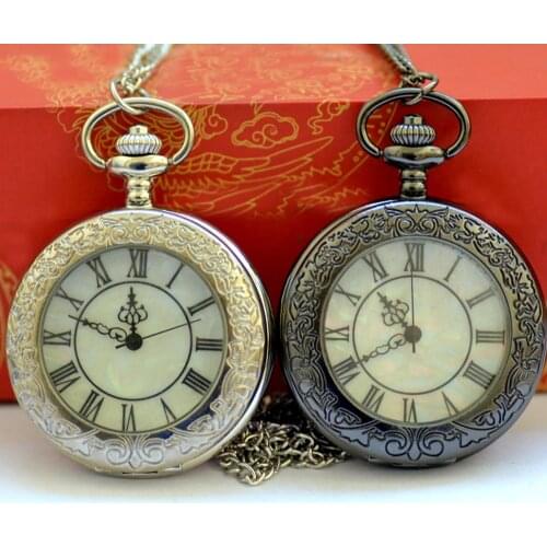 1106) 12pcs/lot Big Vintage Steampunk roman number emboss magnifying glass Openwork Watch Necklace Victorian gothic Watch