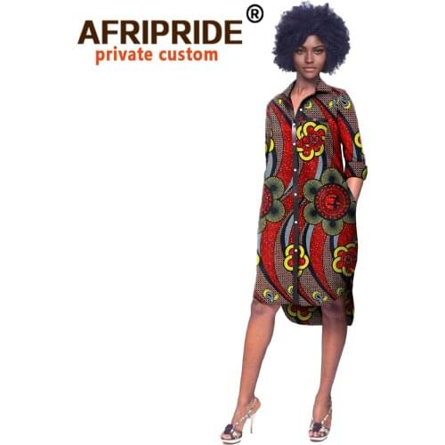 2021 African Print Dresses for Women Plus Size Loose Casual Outfits Wax Attire Traditional Vintage Party Dress Ankara A2125002