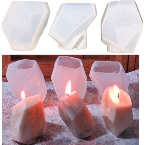 3D Geometric Stone Shape Silicone Mold Candle DIY Aroma Plaster Craft Candle Making Soy Wax Mould Resin Soap Molds Home Decor
