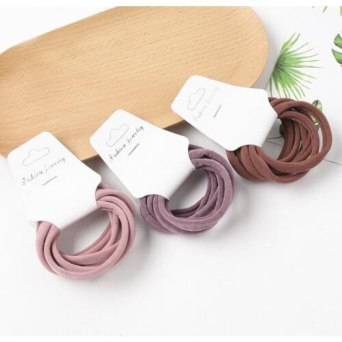 6Pc/Set Soft High Elasticity Rubber Band Solid Color Basic Hair Tie Hair Rope Ponytail Holder Women Girls Daily Hair Accessories