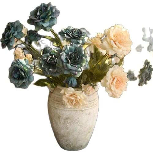 7Pcs Fake Long Stem Curling Rose (5 Heads/Piece) 34" Length Simulation Autumn Rosa for Wedding Home Decorative Artificial Flower