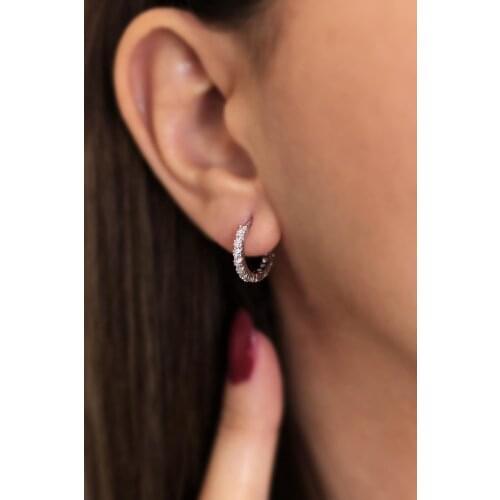 925 sterling Silver-Silver Color White Cubic Zirconia Hoop Earrings Quality Product Fashionable Appearance Design Welcome 2021 Trend Style Fashion new Jewelry Model