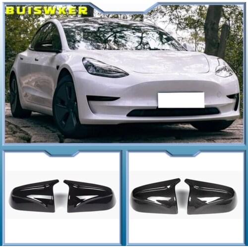 Model3 Accessories Car Side Mirror Cover For Tesla Model 3 2021 Mirror Cover Carbon Fiber ABS Model Three Rearview New