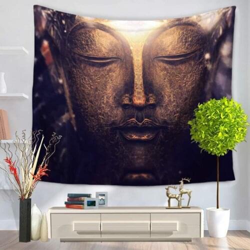 Buddha Pattern Tapestry Wall Hanging Sleeping Pad Wall Tapestry Art Round Towel Beach Blanket Living Room Deco Tapesties