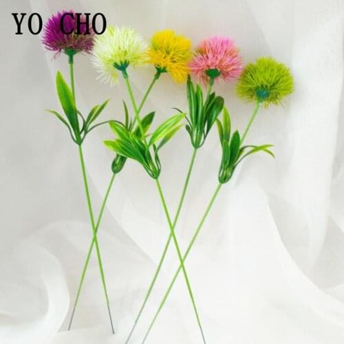 YO CHO Artificial Flowers Fake Dandelion Single Branch Plastic Flower Ball 1 Head Pompon Home Wedding Table Party DIY Decoration