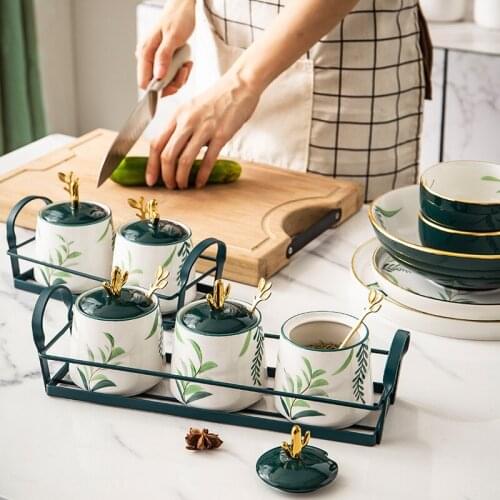 Japanese Style Ceramic Seasoning Jar Household Condiment Bottle Kitchen Supplies Storage Cans Pepper Spice Tank