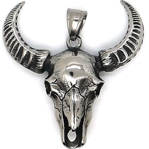 Unisex 316L Stainless Steel Cool Classic Ox Head Cowboy Pendant Pendant