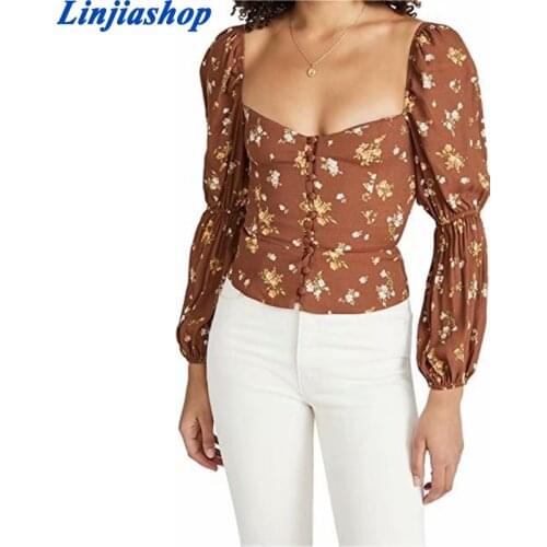 Linjiashop Brown Blouses