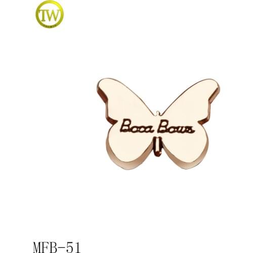 Fashion engraved logo alloy butterfly sewing button metal shank button