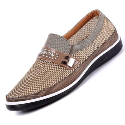 2019 New Summer Mesh Shoes Men Slip-On Flat Sapatos Hollow Out Comfortable Father Shoes Man Casual Moccasins Basic Espadrille