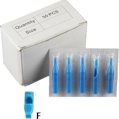 100pcs/set Flat/Magnum Size Blue Sterile Disposable Short Tattoo Tips Nozzle Supply 5/7/9/11/13/15FT