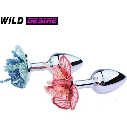 New Large medium small metal anal beads butt plug set flower pull ring insert gay erotic anus sex toys For Couples Women sexshop