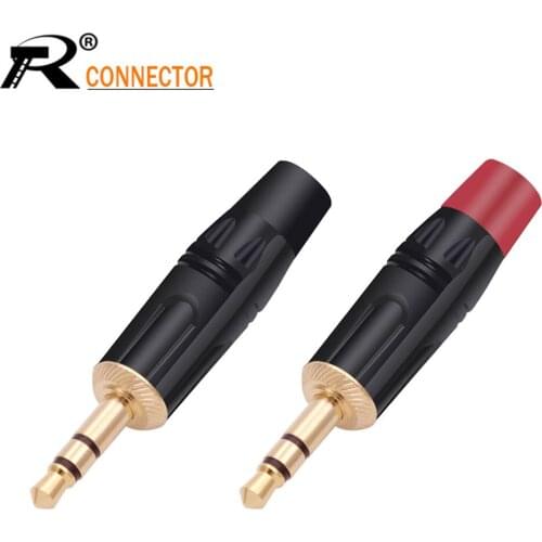 OD 10mm Microphone plug Audio Connector 3.5mm Stereo Male Plug Assembly Black Plated Speaker Plug Black&Red 4pcs/lot