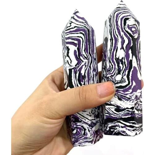 Wholesale High Quality Huge Naturel Purple Zebra Crystal Hand Crafted Point Wand For Energy _XCG