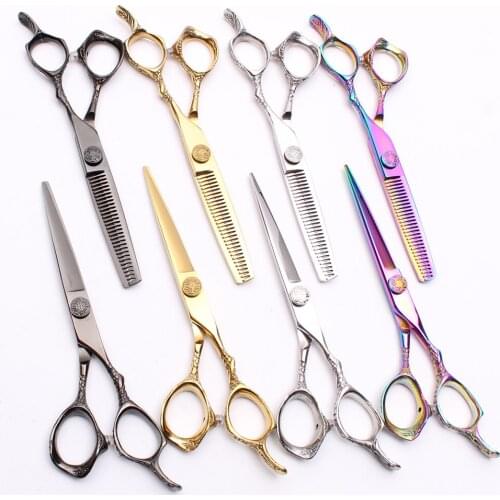 5.5" 16cm Customized Logo Japan 440C Hairdressing Scissors Cutting Shears Thinning Scissors Professional Hair Scissors Kit C9001