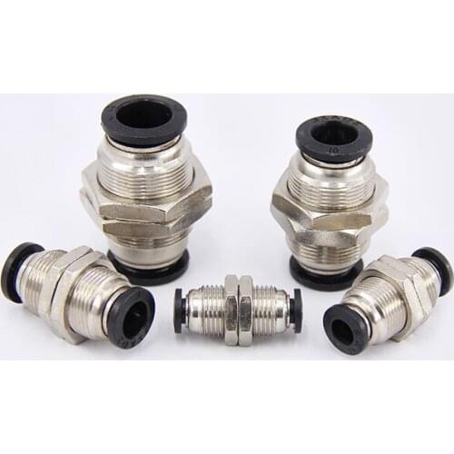 Black PM series for 4 6 8 10 12 16mm Air Pneumatic Components Straight Bulkhead Quick Fitting baffle through
