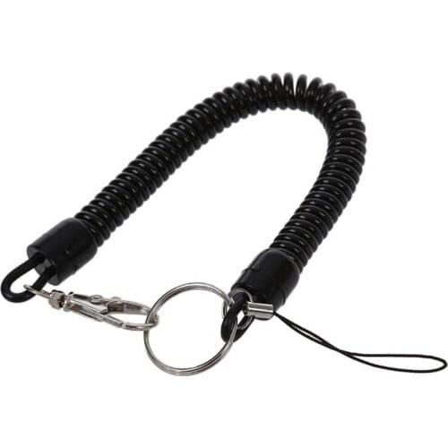 Lobster Clasp Hook Spring Stretchy Coil Keyring Keychain Strap Rope Cord Swivel Lobster Clasp Clips Key Hooks Black Wholesales