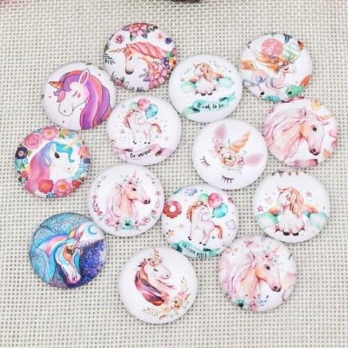 Different Type Cartoon Cute Horse Mixed Color Printed Half Round/Dome Glass Mosaic Cabochons for Jewelry Making