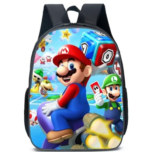 14/16 Inch Mario Bros School Bags Primary Kindergarten Children kids School Backpack for Girls Boys Childrens Backpacks Mochila