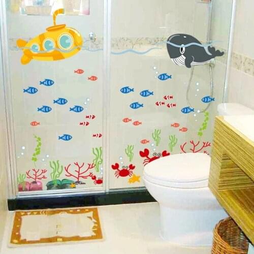 Cartoon Lovely Sea Submarine Whale DIY Removable Wall Stickers For Nursery Girls Bedroom bathroom Home Decor Mural Art Decal