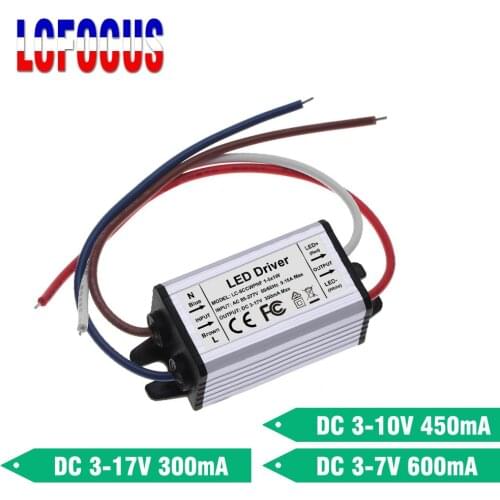 Flicker Free LED Driver 1W 2W 3W 4W 5W Lighting Transformers 3-17V 3-10V 3-7V 300mA 450mA 600mA Constant Current Power Supply