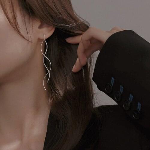 Drop Earrings Wavy Line Tassel Chain For Women Simple Girl Temperament Design Female Vintage Fashion Jewelry Wholesale BOYULIGE