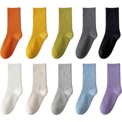 Funny Womens Middle Tube Sock New 2021 Winter Breathable Solid Color Simple Design Female Home Apparel Casual Men Cotton Socks