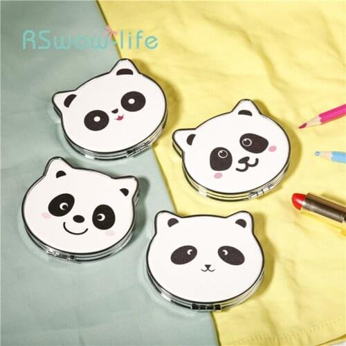 Cartoon Panda Makeup Mirror Portable Vanity Mirror Mini Folding Double-sided Mirror Makeup Vanity Mirrors Vanity Accessories