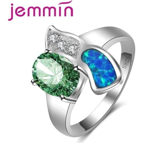 Hot S925 Stamped Fine Sterling Silver Anillos Mujer Green Gemstone Engagement Wedding Rings For Women Bridal Jewellery