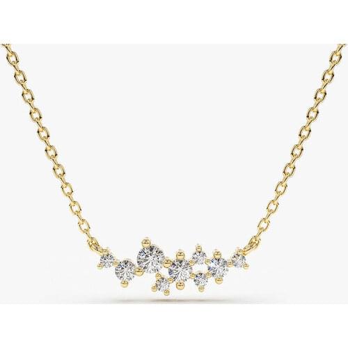 INS Cluster Crystal Necklace Simple 925 Sterling Silver Chain Necklace For Women Christmas/Birthday/Valentines Day Gift Jewelry