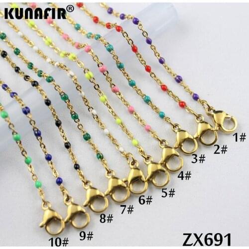 10pcs-20pcs golden color 1.5mm cross chain with colors resin stainless steel necklace women fashion jewelry ZX691DG