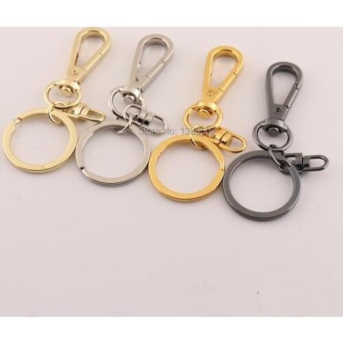 10PCS/lot Light Gold /Gold/silver Gunmetal Color Metal Swivel Snap hook Key Ring Key Chain Diy Decoration Accessories