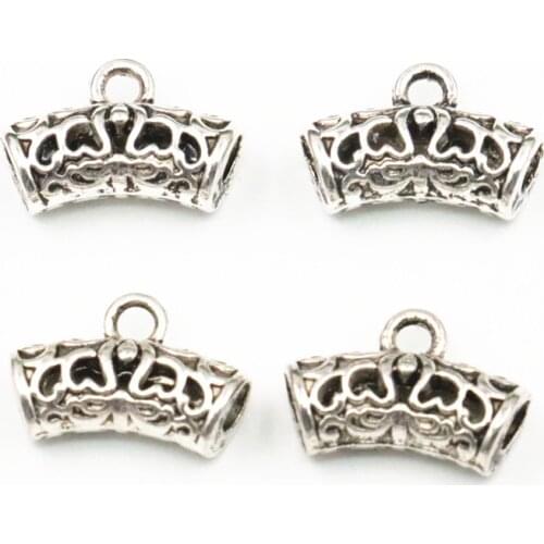 10PCS Tibetan Silver-color Pendant Tube Shape Wholesale Hollow Spacer Connector Beads for Jewelry Making DIY Accessories A332