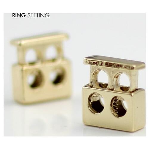 10pcs Pack Cord Lock Toggle Stopper lock Bean Gold Tone Toggle Clip NK151