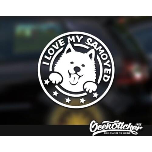 11*11cm Die cut Pet Animal Stickers Cute Dog Vinyl Stickers Funny Samoyed Car Front Window Reflective Waterproof Decal