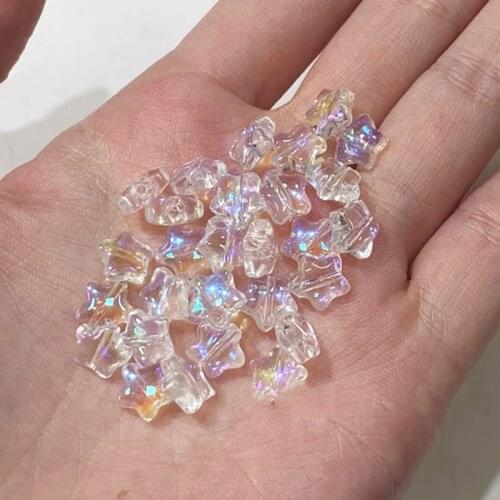 20Pcs 8mm Crystal Czech Glass Loose Beads AB Color Star Spacer Beads For Jewelry Making Handmade Diy Hair Accessories Supplies