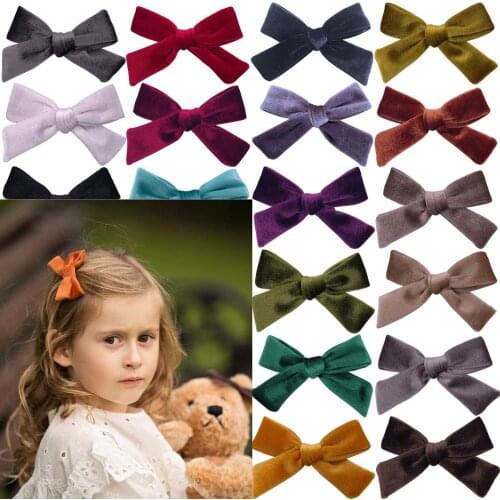 36pc/lot New 4" Velvet Bow With Clip For Girls Hair Accessories Hairpins Buotique Fabric Bows Barrettes Hairgrips
