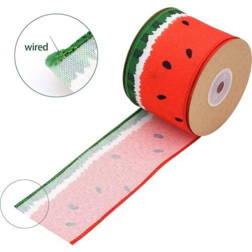 5 yards/lot Watermelen Pattern Printed Ribbon Diy Headwear Bow Material Flower Gift Wrapping Garland Pendant Home Festive Decor