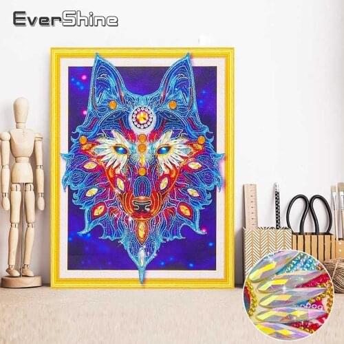 EverShine Special Shape Wolf Diamond Painting Animal Picture Rhinestones Diamond Embroidery Sale Diamond Mosaic Cross Stitch