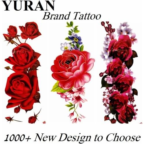Big Sexy Large Red Rose Flower Fake Temporary Tattoos Sticker For Women Girls Fashion Waterproof Tattoo Paper Body Art Arm Tatoo