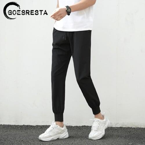 Fitness Pants Men 2021 Summer Ultra-Thin Joggers Sweatpants Fashion Casual Trousers Breathable Quick Dry Ice Silk Mens Pants
