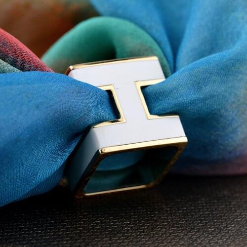 Letters Scarf Buckle Pin Pure copper hand-polished Enamel silk scarf Women Jewelry Necklace Pendant